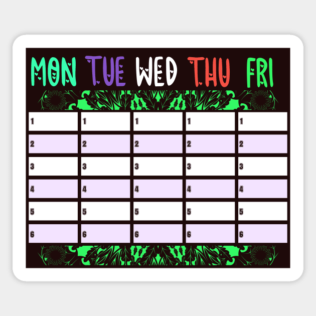 SCHOOL TIMETABLE STUDENT PLAN Sticker by HomeCoquette